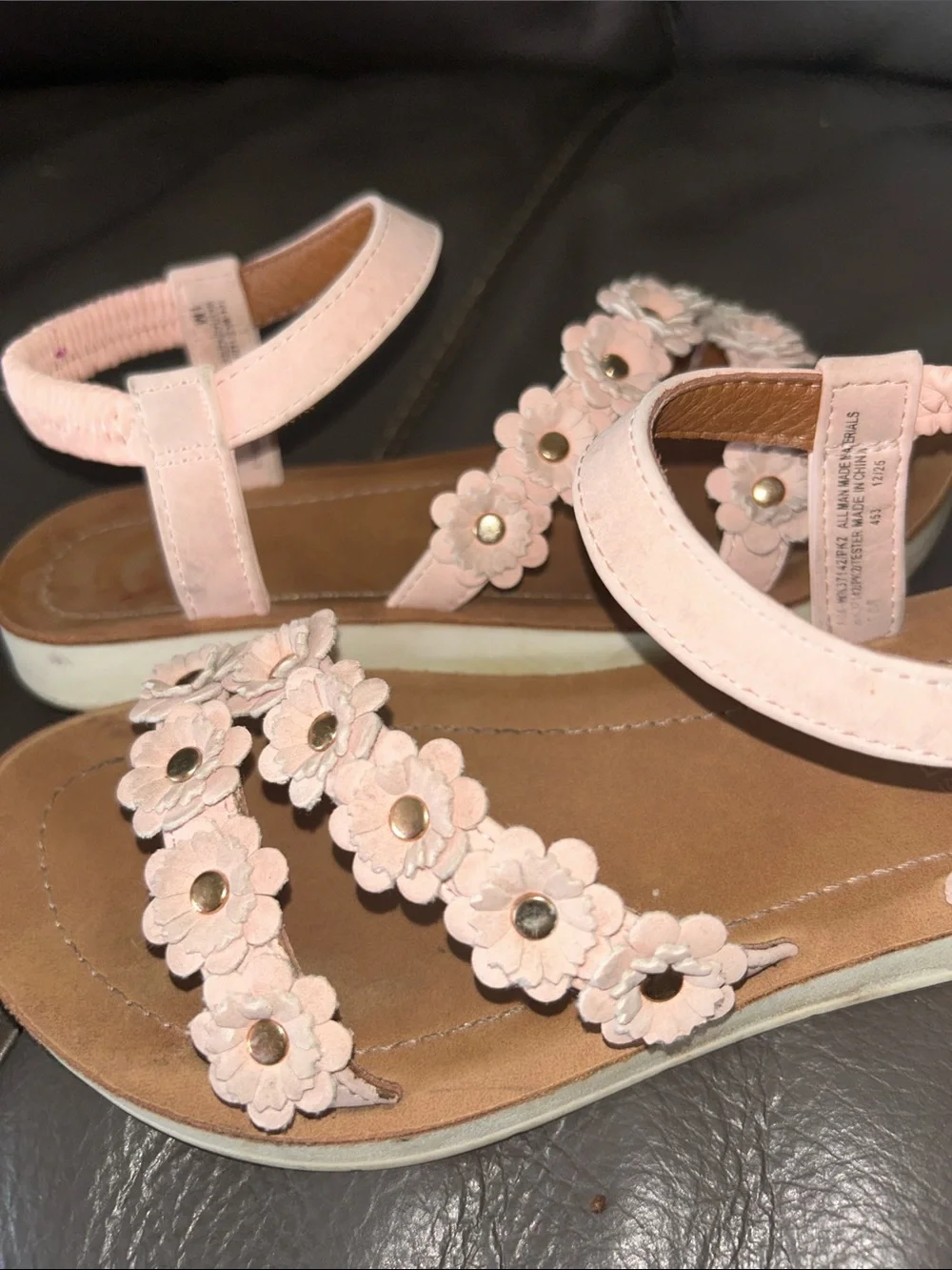 Girls' Pink Floral Strap Sandals